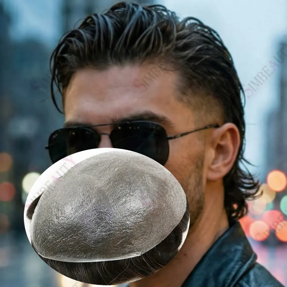 

Ультратонкий парик-накладка 0.02 мм, натуральный черный, 80% плотность, человеческие волосы, оттенок 1B50, блонд-серый, 240, незаметный микропарик с V-образными креплениями, протез для волос