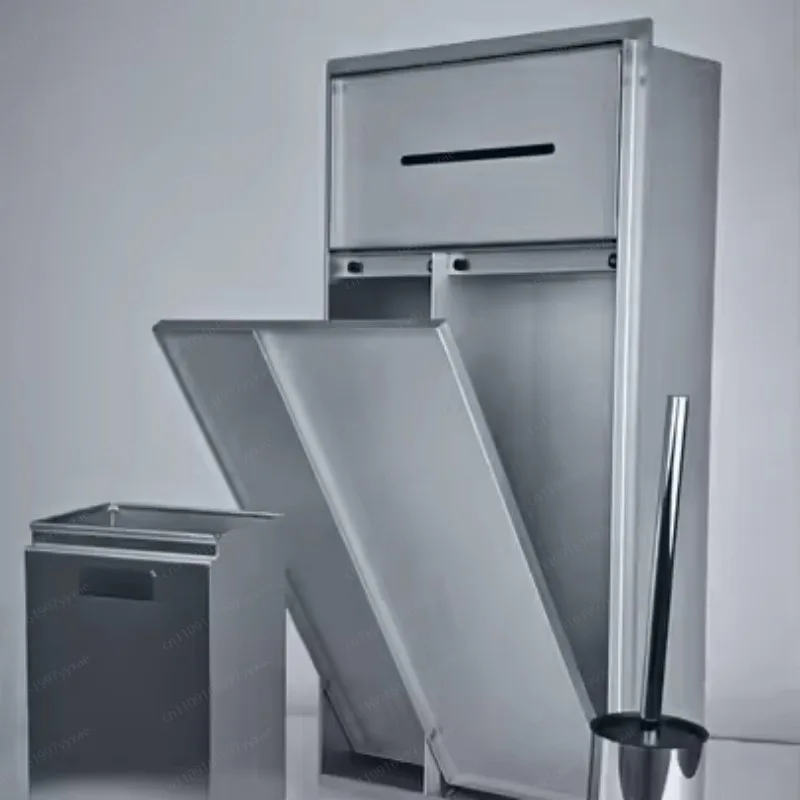 Modern hidden toilet brush holder wall-mounted niche 304 stainless steel frameless design