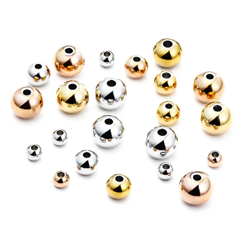 30-100pcs 3/4/6/8mm Stainless Steel Beads Rose Gold Black Loose Spacer Beads Ball Bead For Jewelry Making DIY Bracelets