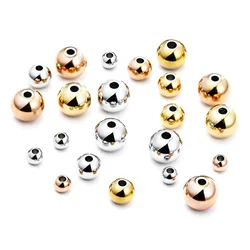 30-100pcs 3/4/6/8mm Stainless Steel Beads Rose Gold Black Loose Spacer Beads Ball Bead For Jewelry Making DIY Bracelets