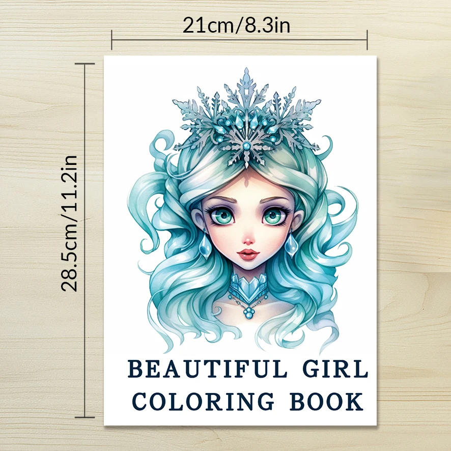 Beautiful Lady Adult Coloring Book - 8.3x 11.2 Inch 32 Page Coloring Book - Helps Reduce Stress and Ease Emotions