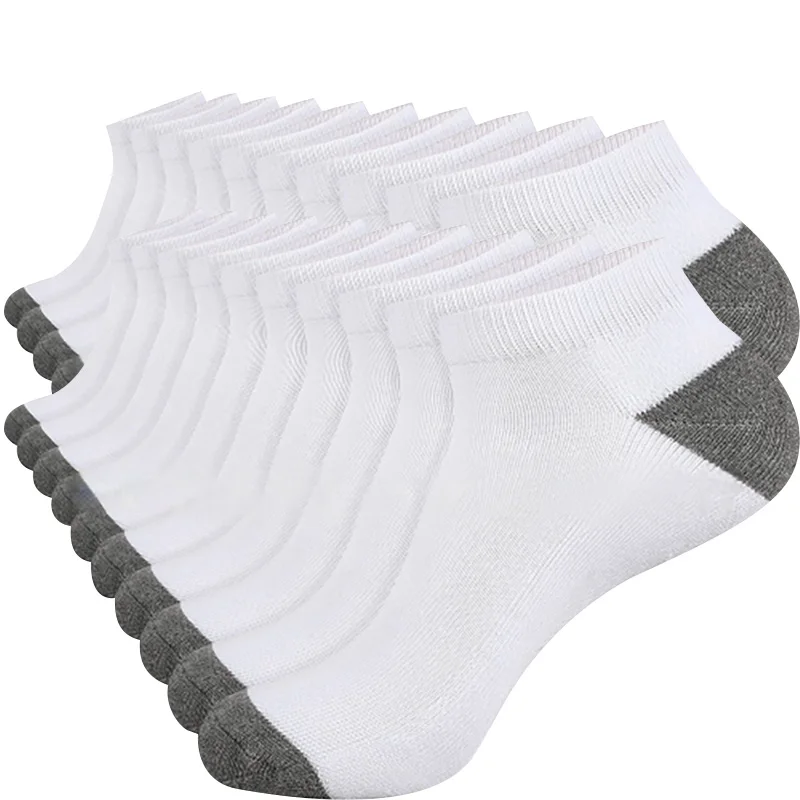 10 Pairs of MEN'S Solid Color Matching Boat Socks Matching Color Spring Summer Sports Deodorant Socks Quality Thin Breathable So