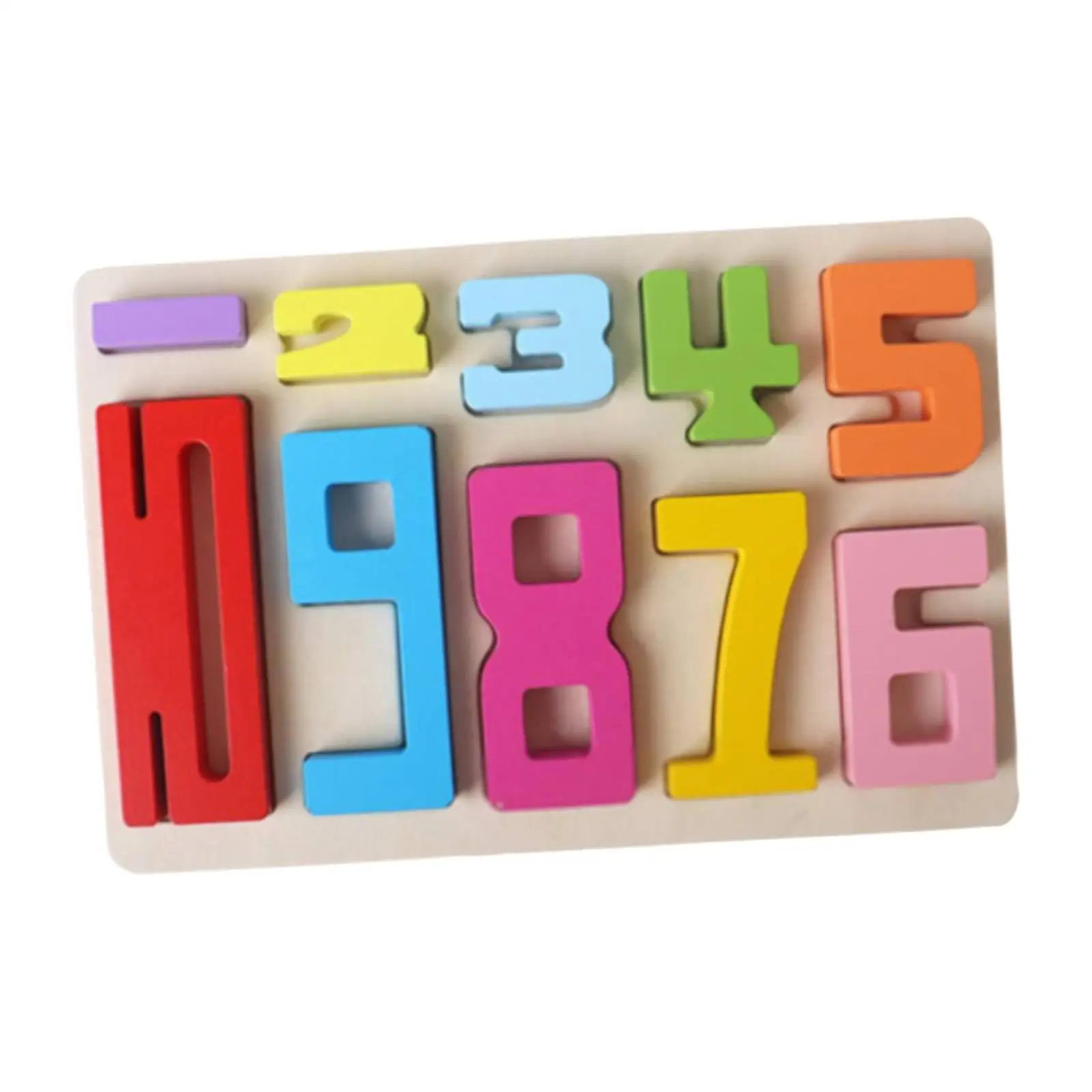 Wooden Educational Number Puzzle Counting Number Matching Puzzle Color and Shape Recognition Montessori Education Toy for Kids