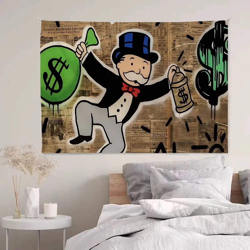 M-MonopolyS M-Millionaire Printed Large Wall Tapestry Art Science Fiction Room Home Decor Decor Blanket