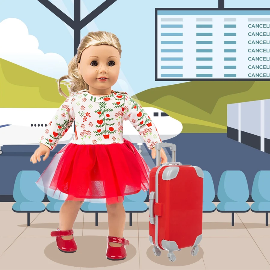 18Inch/45CM Doll Dress Phone Sunglasses Lovely Travel Suitcase Set Girl Doll Outfit Clothes Coat Hoodie Baby Toys Girl's Gifts