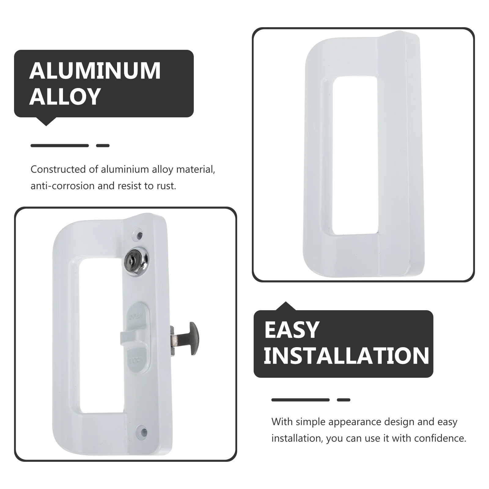 1Set Gagang Kunci Pintu Geser Bahan Aluminium Alloy, Pengganti Pintu Kaca Geser Tugas Berat untuk Patio, Gudang, Lemari