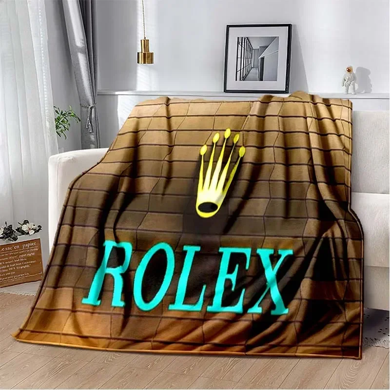 Wygodny flanelowy pluszowy koc 3D modny nadruk logo R-ROLEX sofa dekoracja łóżka ciepły przenośny koc na prezent świąteczny