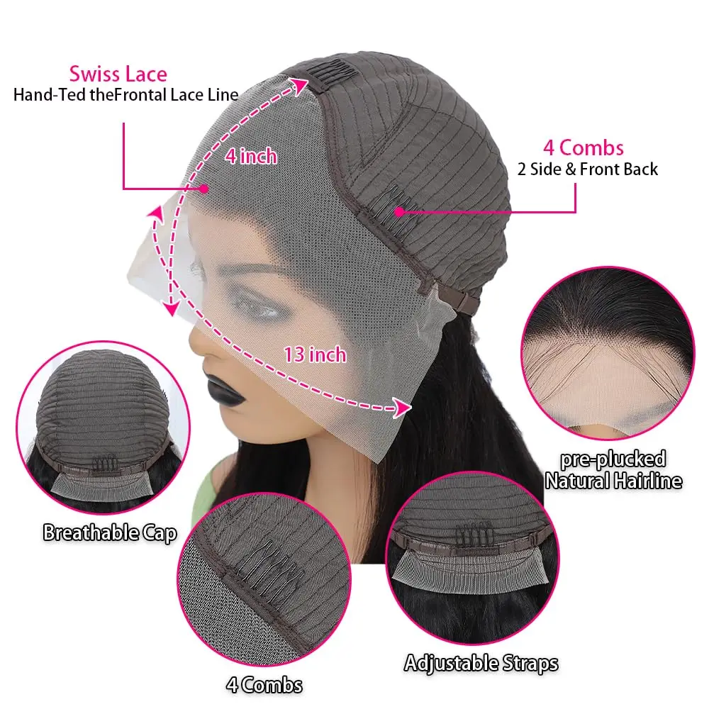 200 الكثافة 13x4 Hd الدانتيل الجبهة قبل قطعها الباروكات 12 بوصة الطبيعي الأسود بوب مستقيم شعر مستعار بشري قصير 100% شعر بشري حقيقي