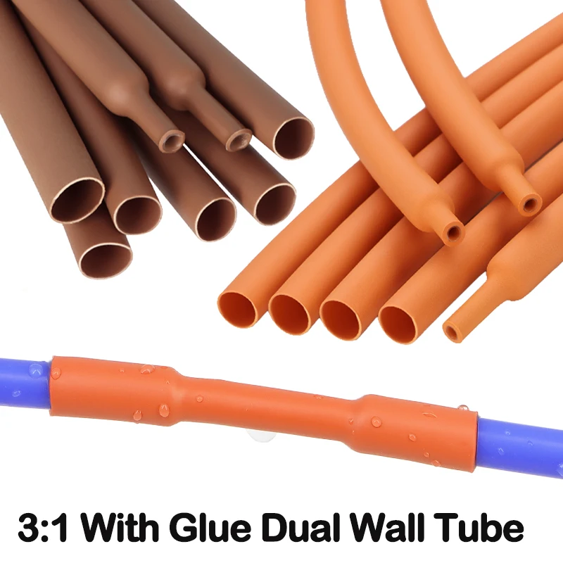 Orange/Braun 3:1 Schrumpfschlauch mit Klebstoff 1,6mm ~ 50mm Doppelwandiger Klebstoffbeschichteter Polyolefin-Isolierungs-Schutzschlauch für Kabelummantelung