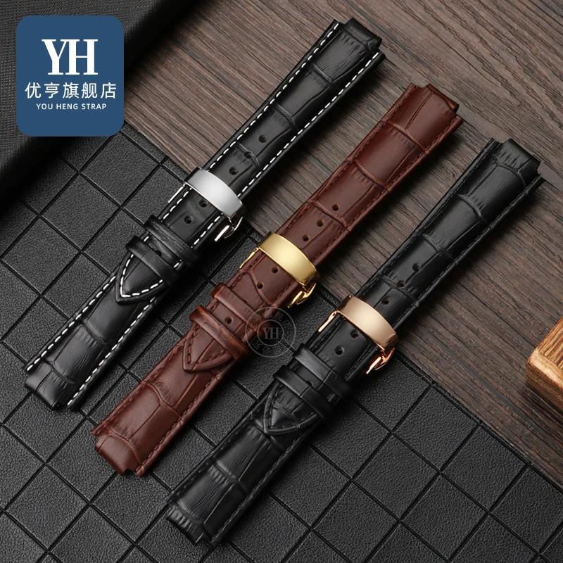 Genuine Leather Raised Mouth Watch Strap for LV Tambour Series TAMBOUR Q1121 Q114k QBB197/118 Cowhide Bracelet 18x10mm 21x12mm