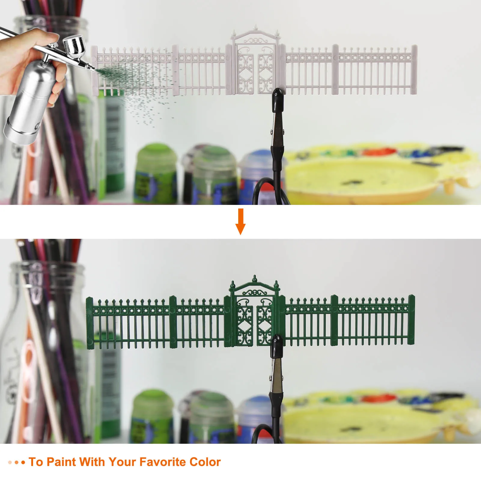 Eevemodel O HO N Scale White Building Fence Wall for Model Trains Diorama Scene