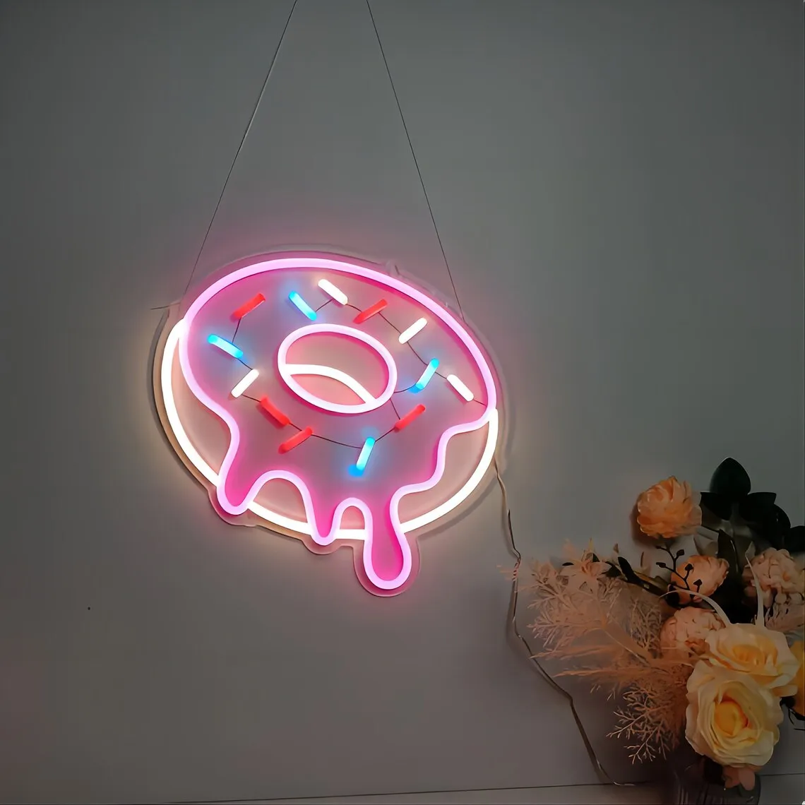 Imagem -06 - Pizza Donut Neon Sign Lâmpada da Noite para Casa Bar Janela de Cerveja Decoração Loja Restaurante Publicidade Fast Food Wall Led Neon Sign