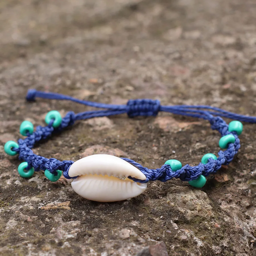 Noter Bohemia Macrame Bracelet Adjustable Unisex Beach Shell Braslet 4mm Blue Howlite Braclet Handmade Surfing Jewelry Pulseria - view 5