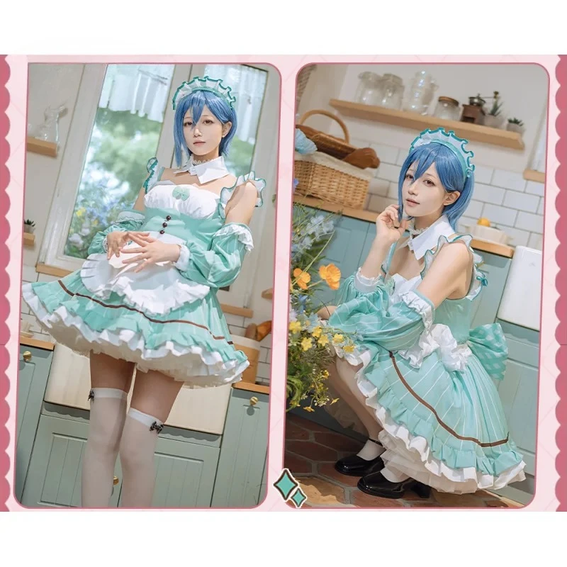 LoveLive!Superstar!!Uehara Ayumu Ruby Kurosawa Wakana Shiki Cosplay Costume Socks Apron Tie Hair Clip Wig Halloween Maid Set