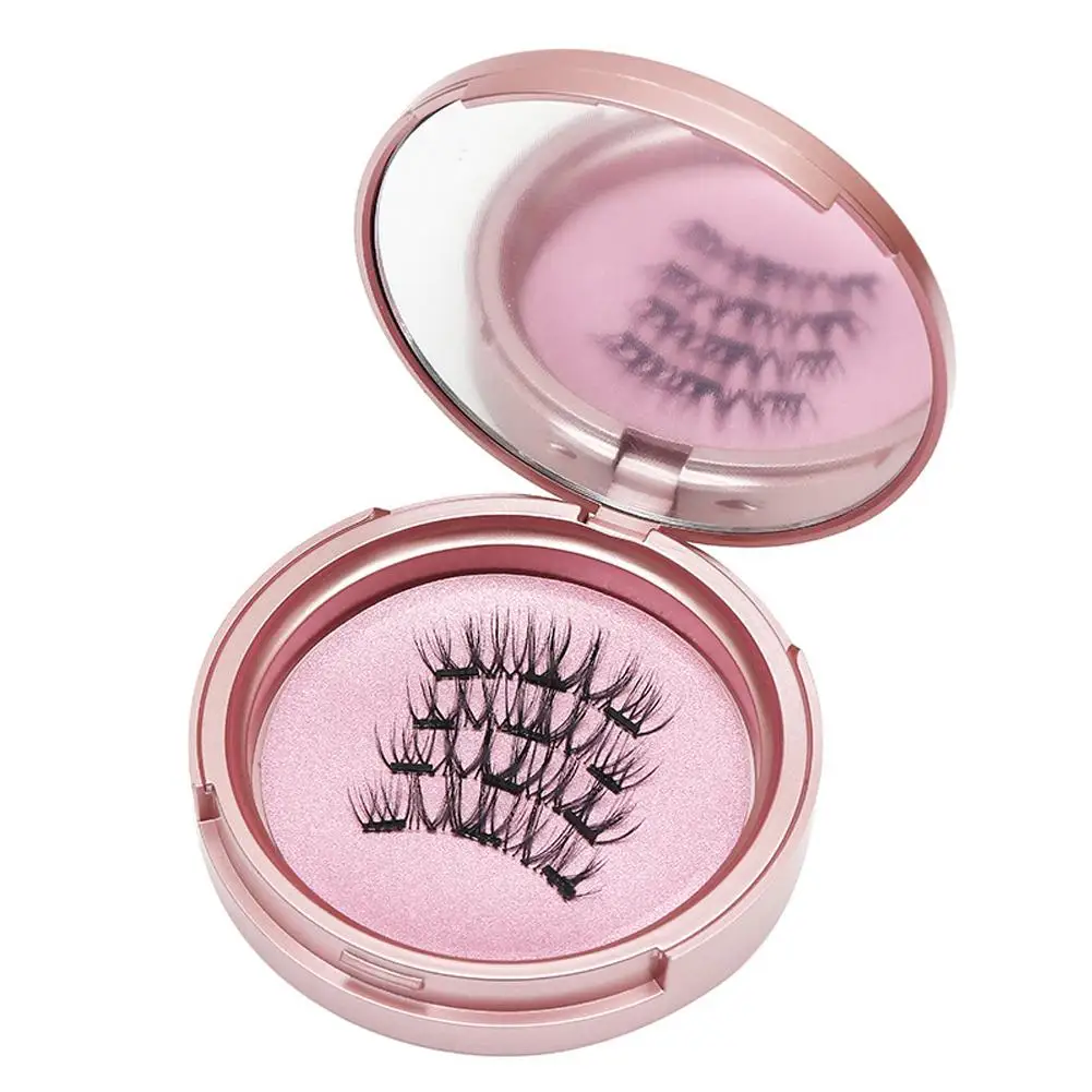 2 Pairs/Box 3D 5 Magnet Magnetic False Eyelashes Reusable Artificial Faux Mink Handmade No Needed Glue Waterproof Lashes