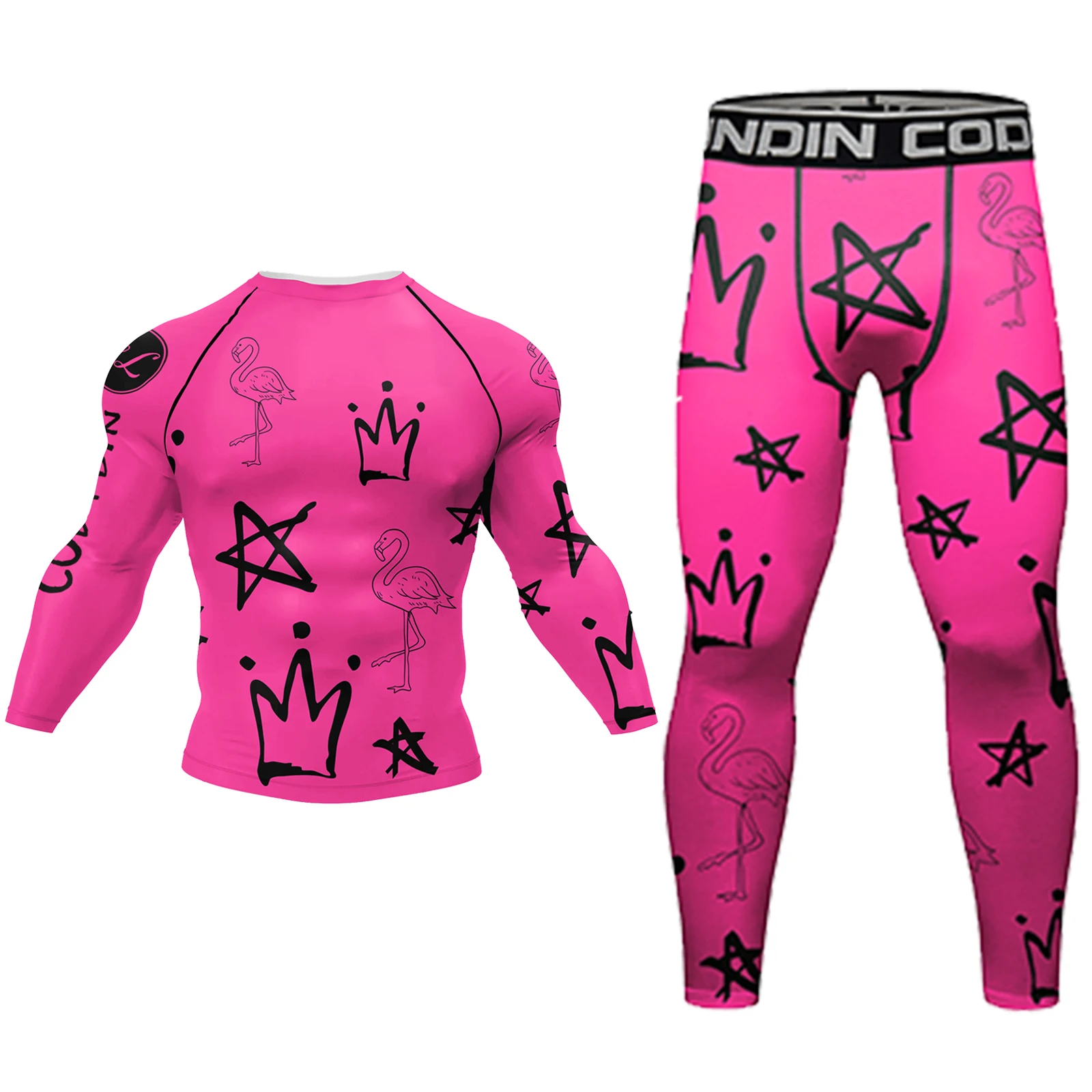 Cody Lundin Homens Active Wear Rosa Atlético Ginásio Camiseta proteção uv Homens Rash Guard BJJ jiu jitsu Rash Guard MMA Grappling Shorts