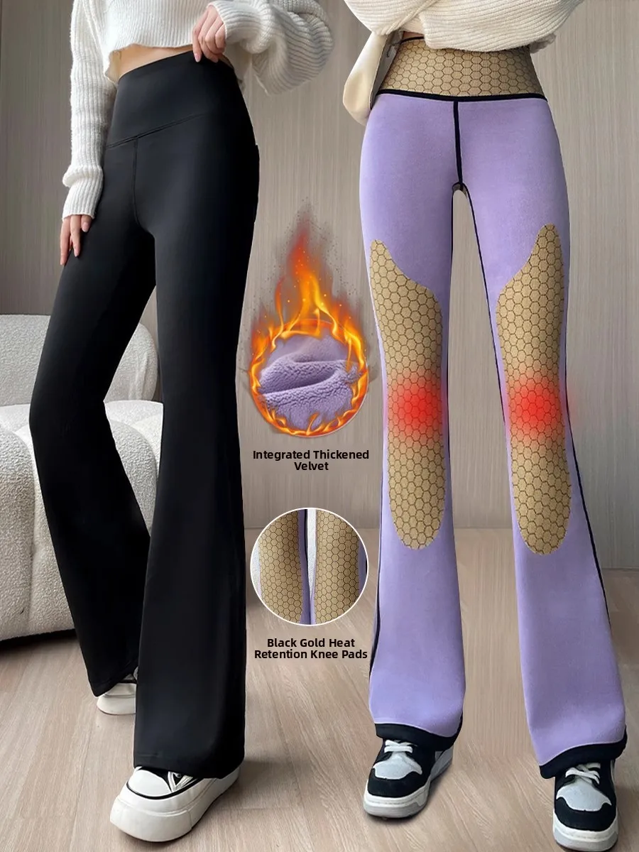 

High Waist Thiened Yoga Pants Bla Bell Bot Warm a Breathable Fce Winter Outerwear Casual Women's Trousers