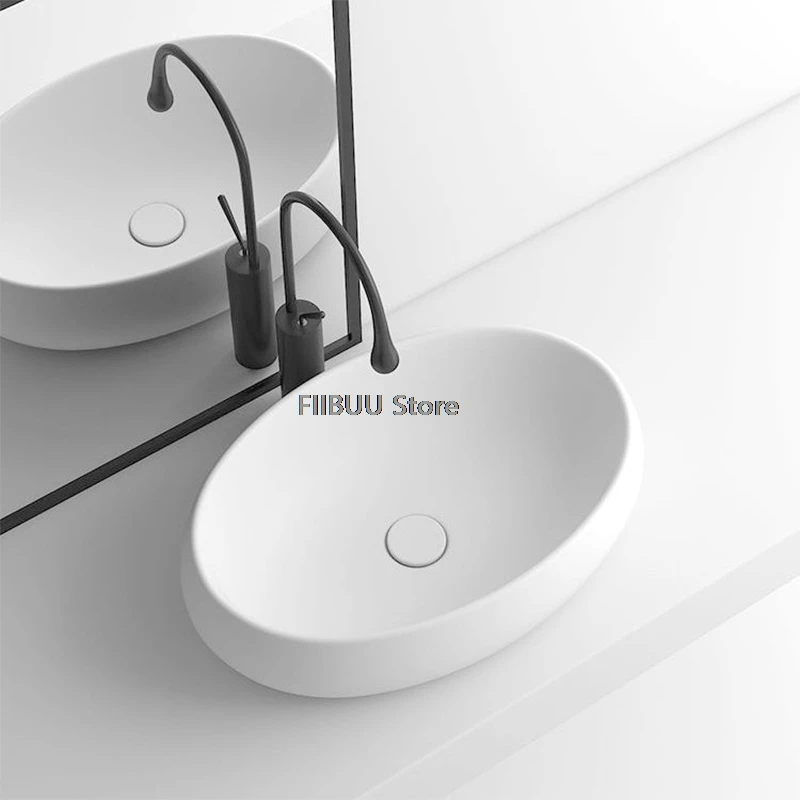 

Современная накладная художественная раковина-чаша для ванной комнаты, элитная керамическая раковина-таз с сливом, умывальник для столешницы