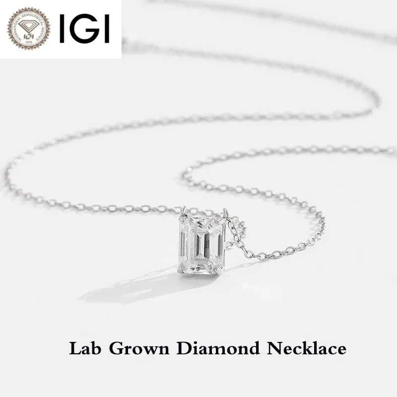 

Женское ожерелье из белого серебра 925 пробы с бриллиантами 1CT и 2CT EF/VS изумрудной огранки CVD в лаборатории