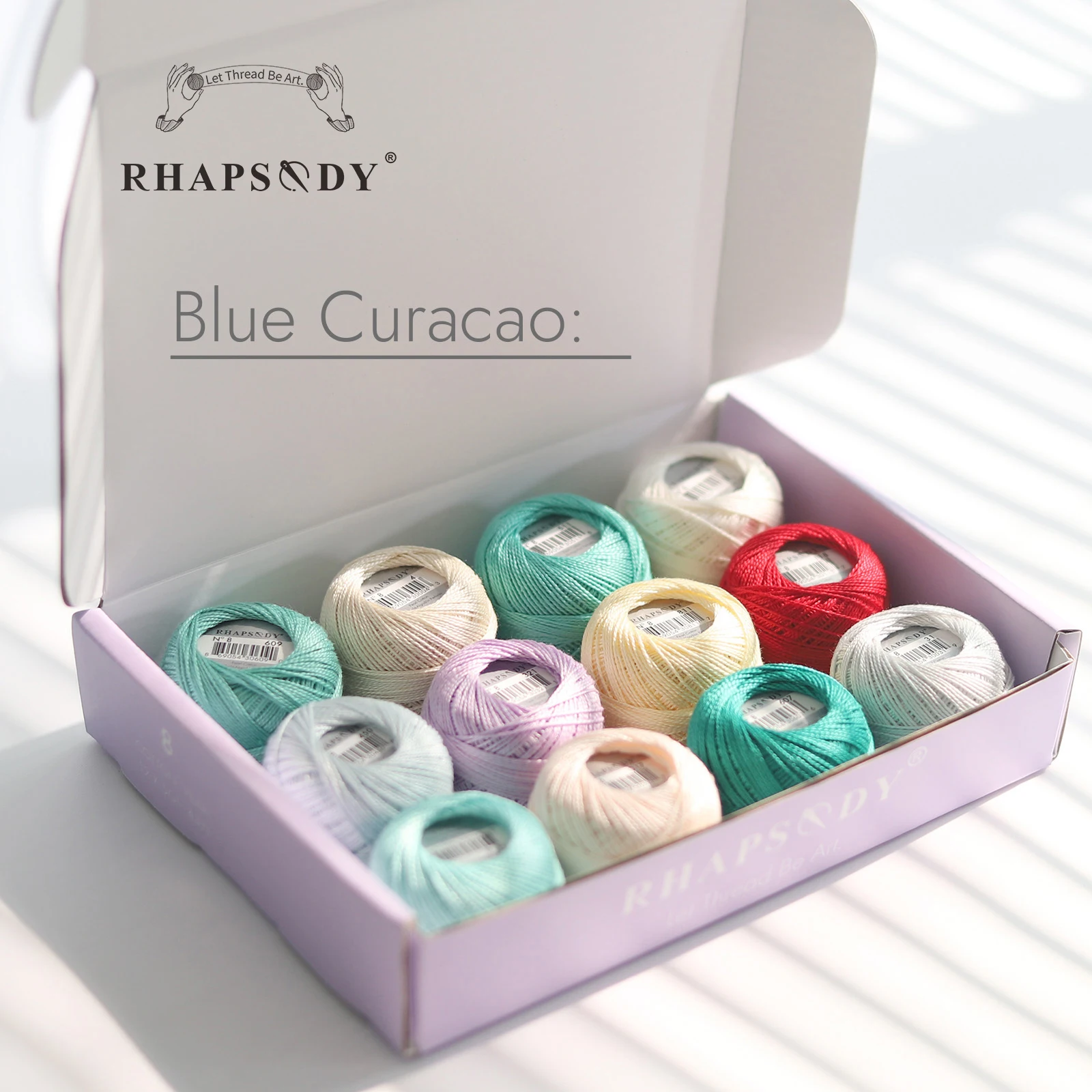 Rhapsody-Größe # 8 Perlen-Baumwoll-Häkelfaden-Stickerei, doppelt merzerisierte lange Stapel, ägyptische Baumwolle, NEUE FARBEN, 12 Bälle pro Box – Detail 25