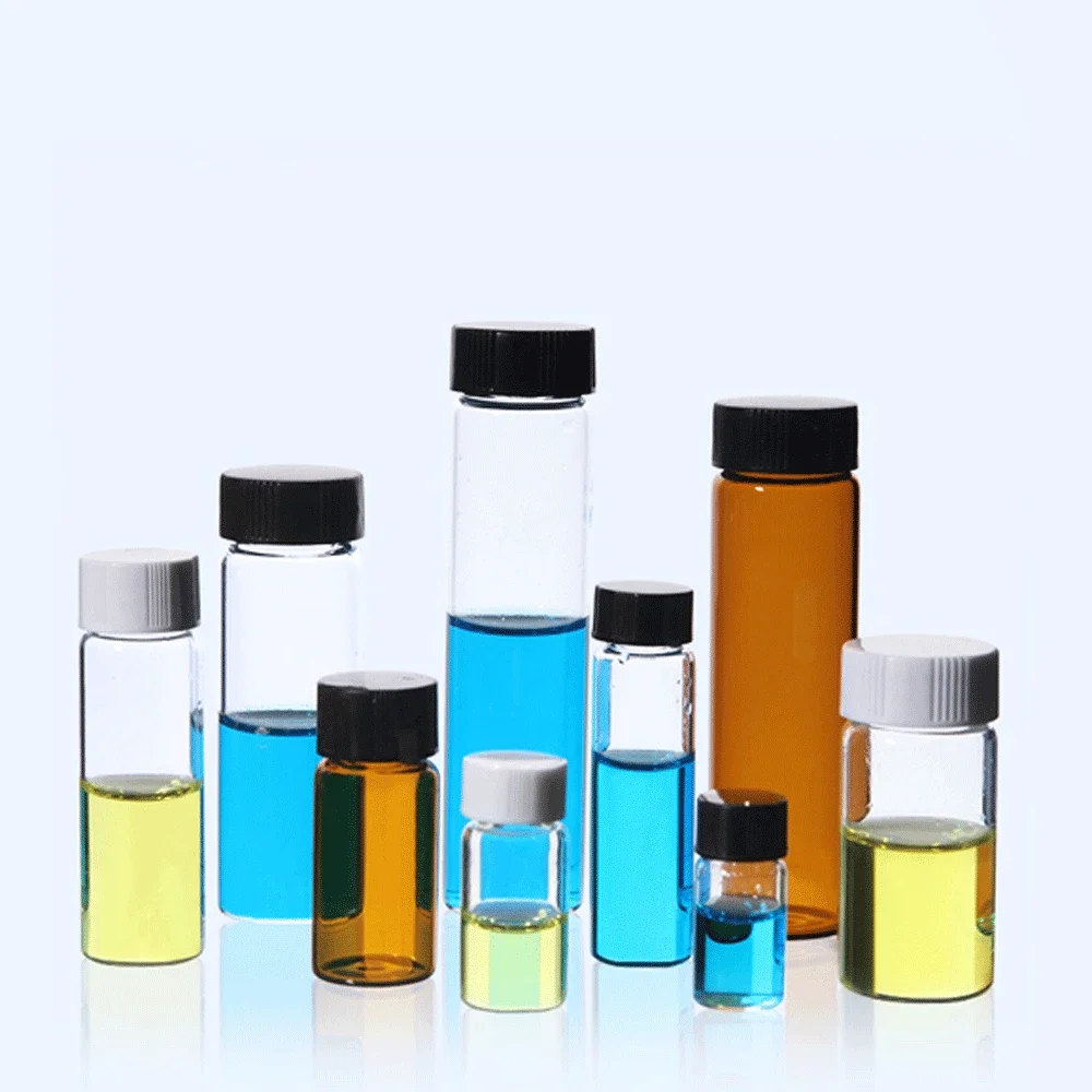 1 2 3 5 10 15 20 30 40 50 60ml Transparent Glass Screw Cap Sample Essential Oil Bottle Labrotary Glassware Chemical Experiment