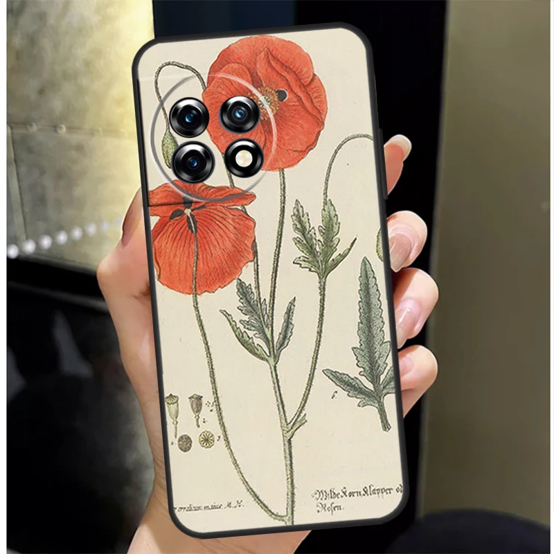 Botanical Drawings Flowers Case For OnePlus Nord 2 2T CE 3 Lite N10 N20 N100 N200 8T 9R 10R 10T 11 8 9 10 Pro Cover