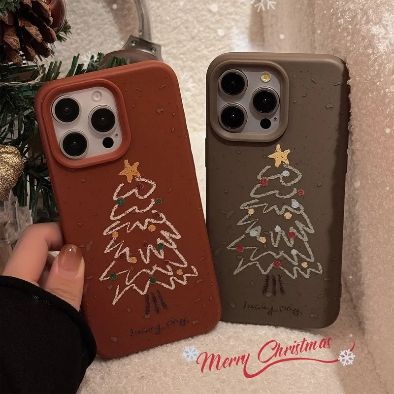

Soft Cartoon Christmas Tree Pattern Phone Case For iPhone 16 15 14 13 12 Pro Max 16 Plus Silicone Shockproof Bumper Cover 2024