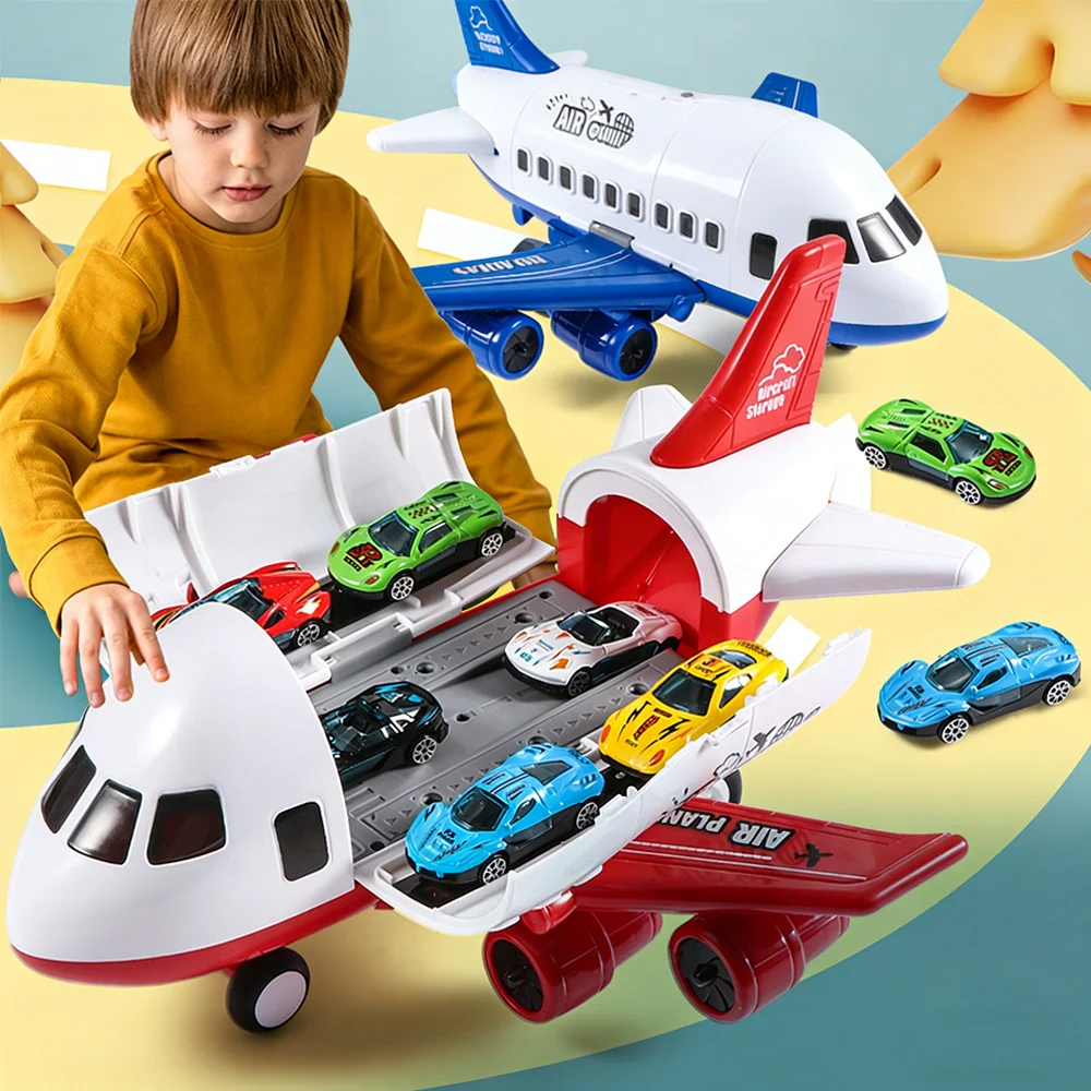 

Лидер продаж, большой инерционный самолет, набор игрушек с 6 мини-автомобилями — идеальный подарок для детей на Рождество/День детей