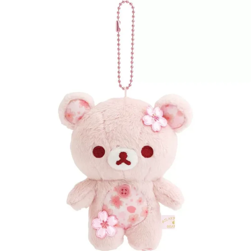 Rilakkuma Korilakkuma Sakura Plush Keychain Pink Cherry Blossoms Bear Kawaii Cute Bag Keychains Charms Keyring Girls Toys Gift view 3