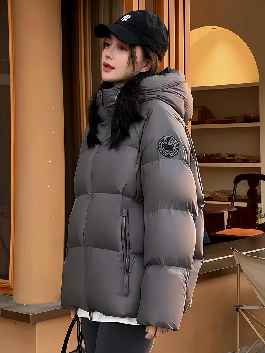 Chaqueta de plumón Bla Puff para mujer, de invierno, de longitud media, con capucha, cuello alto, 90% plumón blanco, cálida, informal