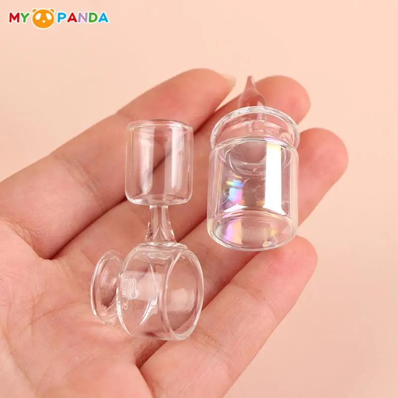 1:12 Dollhouse Miniature Glass Candy Jar Storage Bottle Jar Mini Handle Cup Saucer Goblet Model Dollhouse Kitchen Scene Decor