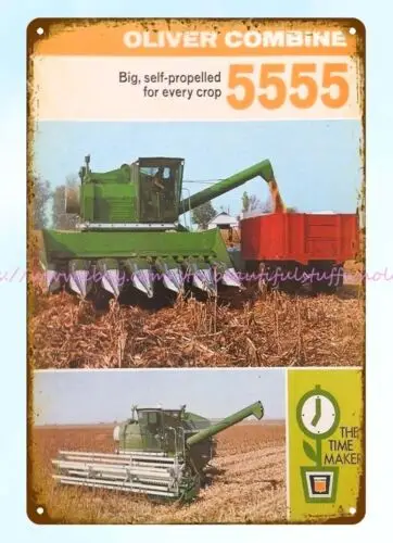 1969 Oliver combine 5555 big self-propelled for every crop metal tin sign