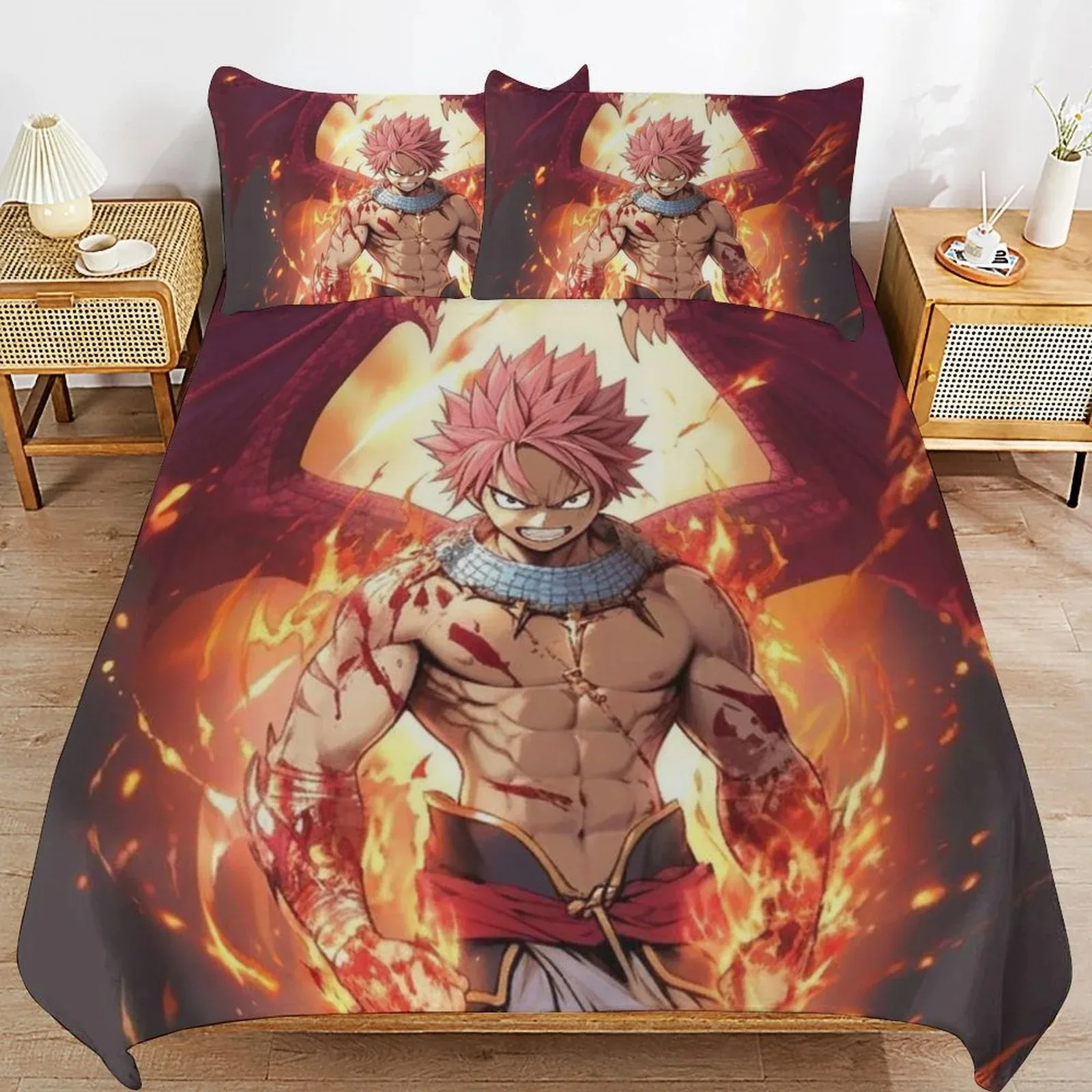 

Cartoon Fairy Tail Duvet Cover Pillowcase Bedding Set Adult Boy Girl Bedroom Decoration Children Single Double Large Size