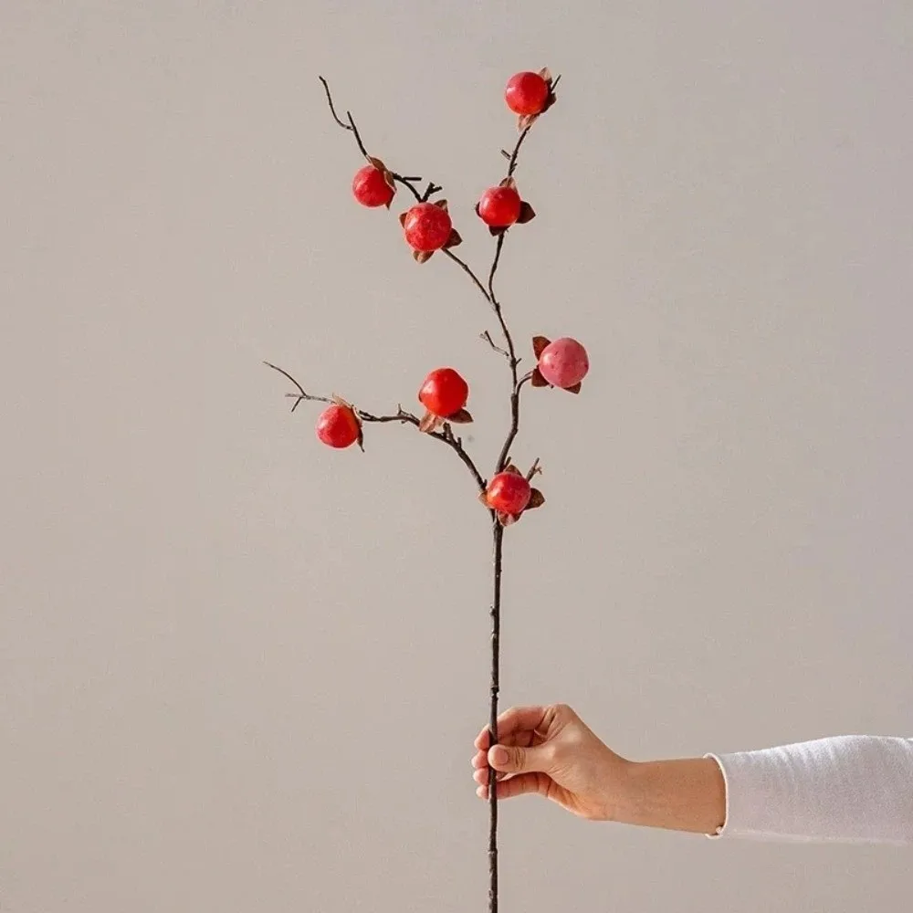 

8 Heads Artificial Persimmon Branch Realistic Plastic Simulation Persimmon Fruit Handmade Elegant Fake Plants Spring Festival
