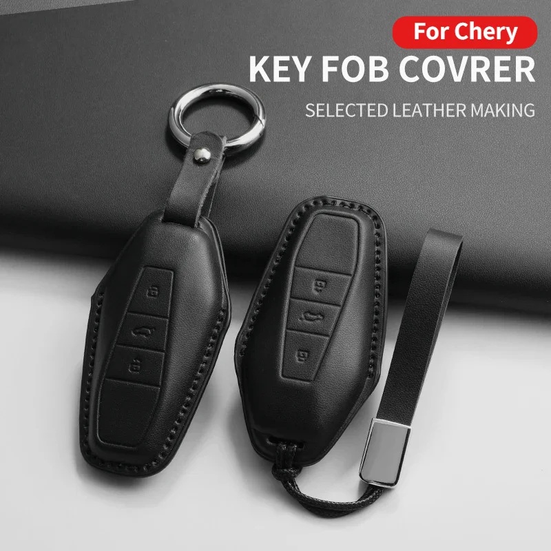 Leather Car Key Case Cover For Chery AIQAR Icar 03 03T EQ3 J6 EQ7 Car Keychain Protector Decoration Cover Anti-scratch Keyless