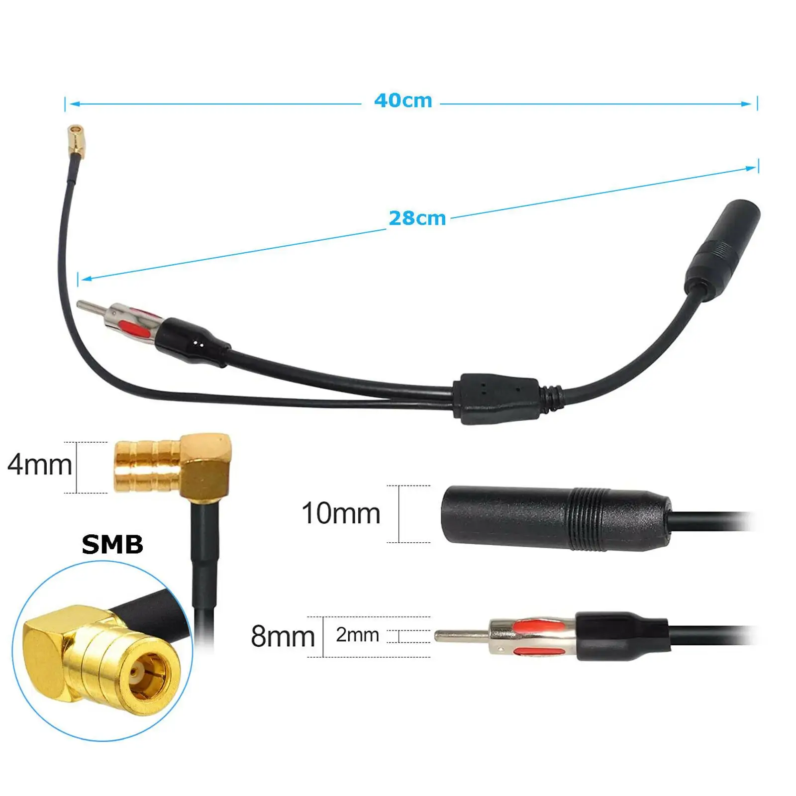 محول مقسم هوائي راديو السيارة صغير الحجم ومتين مناسب لـ JVC Kenwood #6