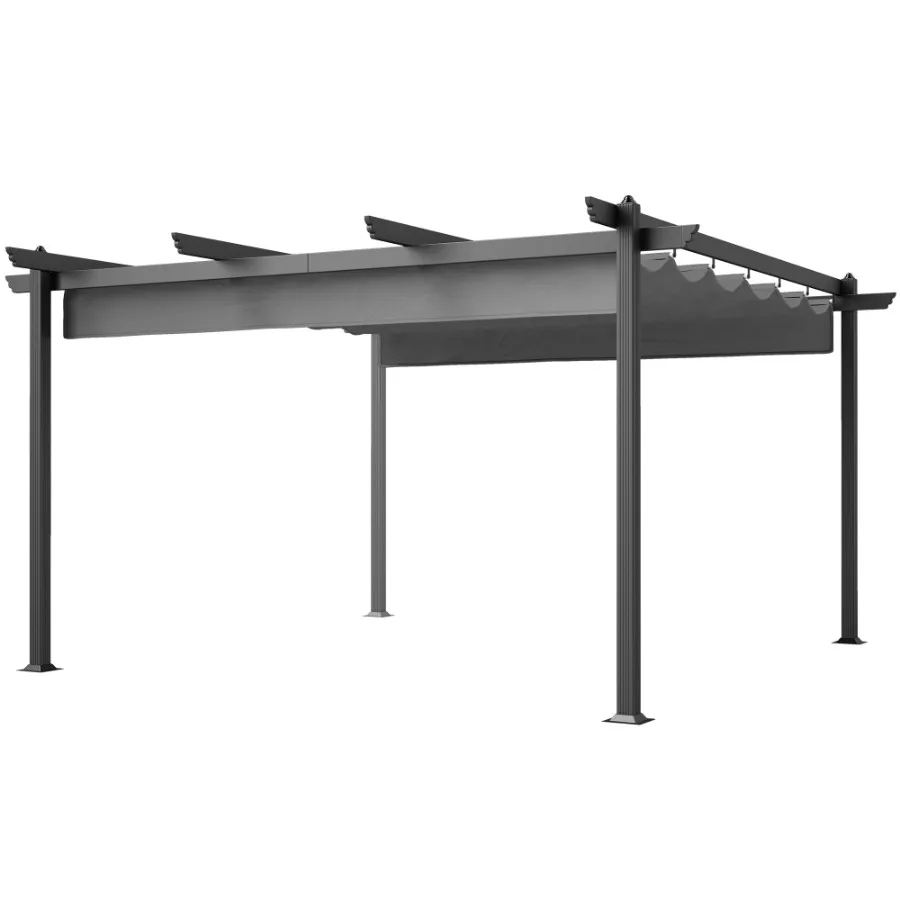 

13' x 13' Aluminum Retractable Pergola Canopy Outdoor Pergola for Garden Patio Backyard Deck Gray