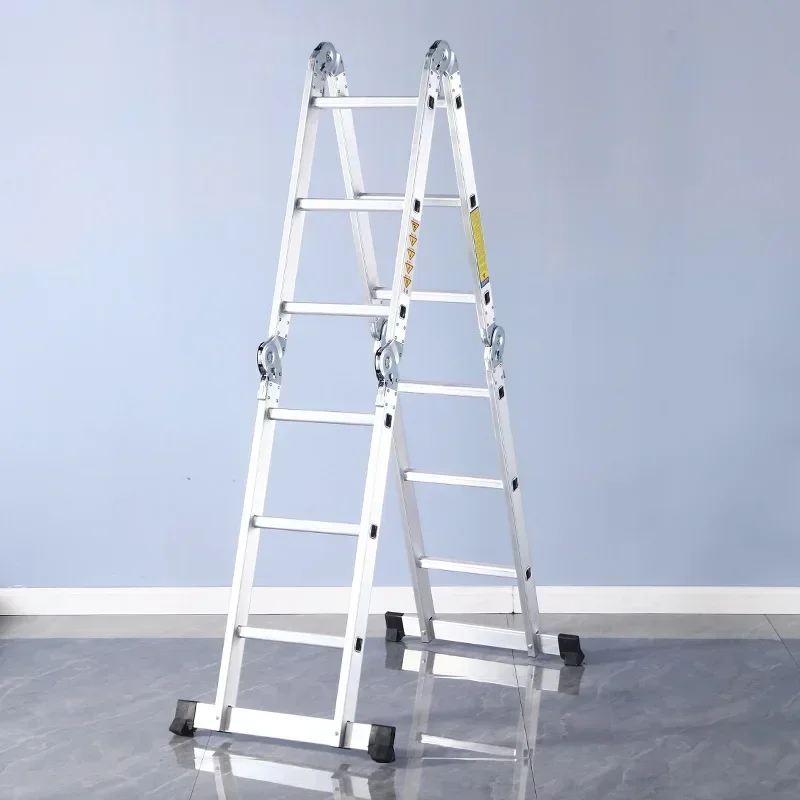 Small Joint Four Fold Ladder Aluminum Alloy Dual Purpose Ladder Double Sided Folding Convenient And Lightweight Joint Ladder