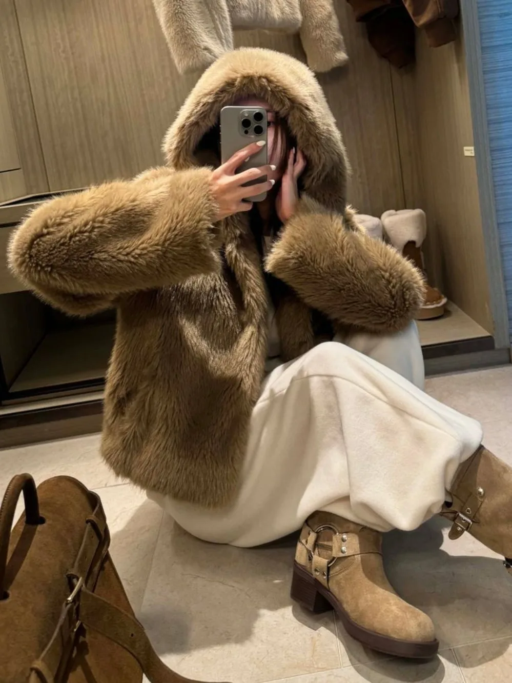 شيك ort لامب الفراء Jaet المرأة شتاء جديد Sle قبعة معطف رقيق محاكاة الفراء لينة المواد الداخلية تخفيف Sle طويل Sve