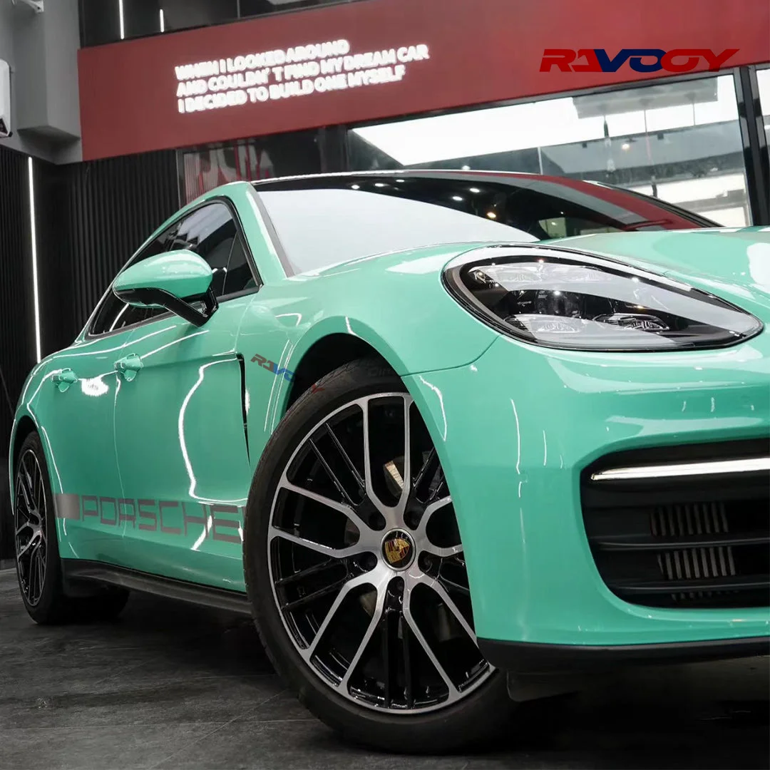 고품질 광택 파리 그린 비닐 랩 필름 자가 접착 자동차 튜닝 비닐 스티커 내구성 페인트 보호 필름