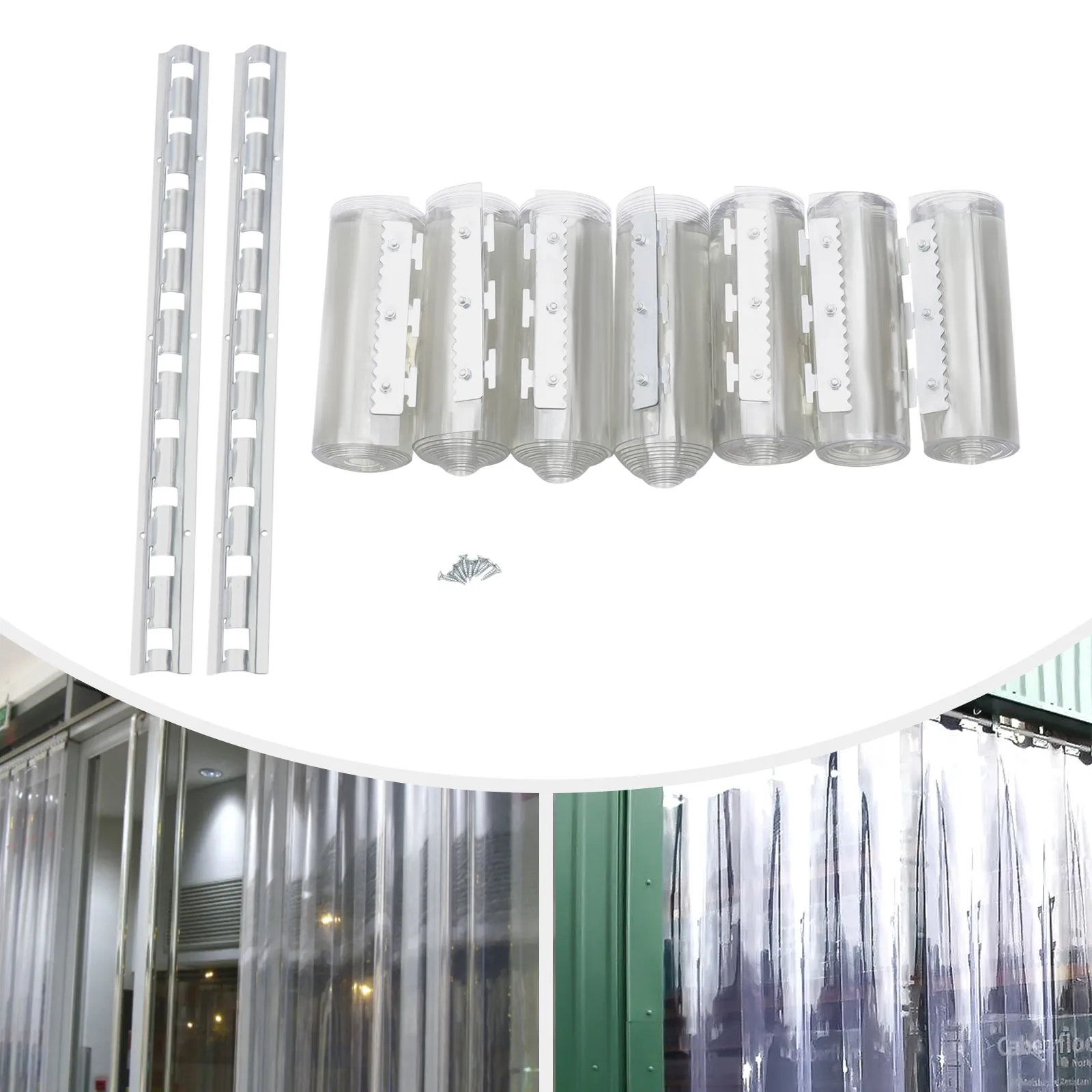 7 قطعة بولي كلوريد الفينيل قطاع الستائر 200x105 سنتيمتر شفافة لينة شرائط الباب شاشة 2 مللي متر سميكة يندبروف مقاوم للماء الاستاتيكيه طقم ستائر الباب