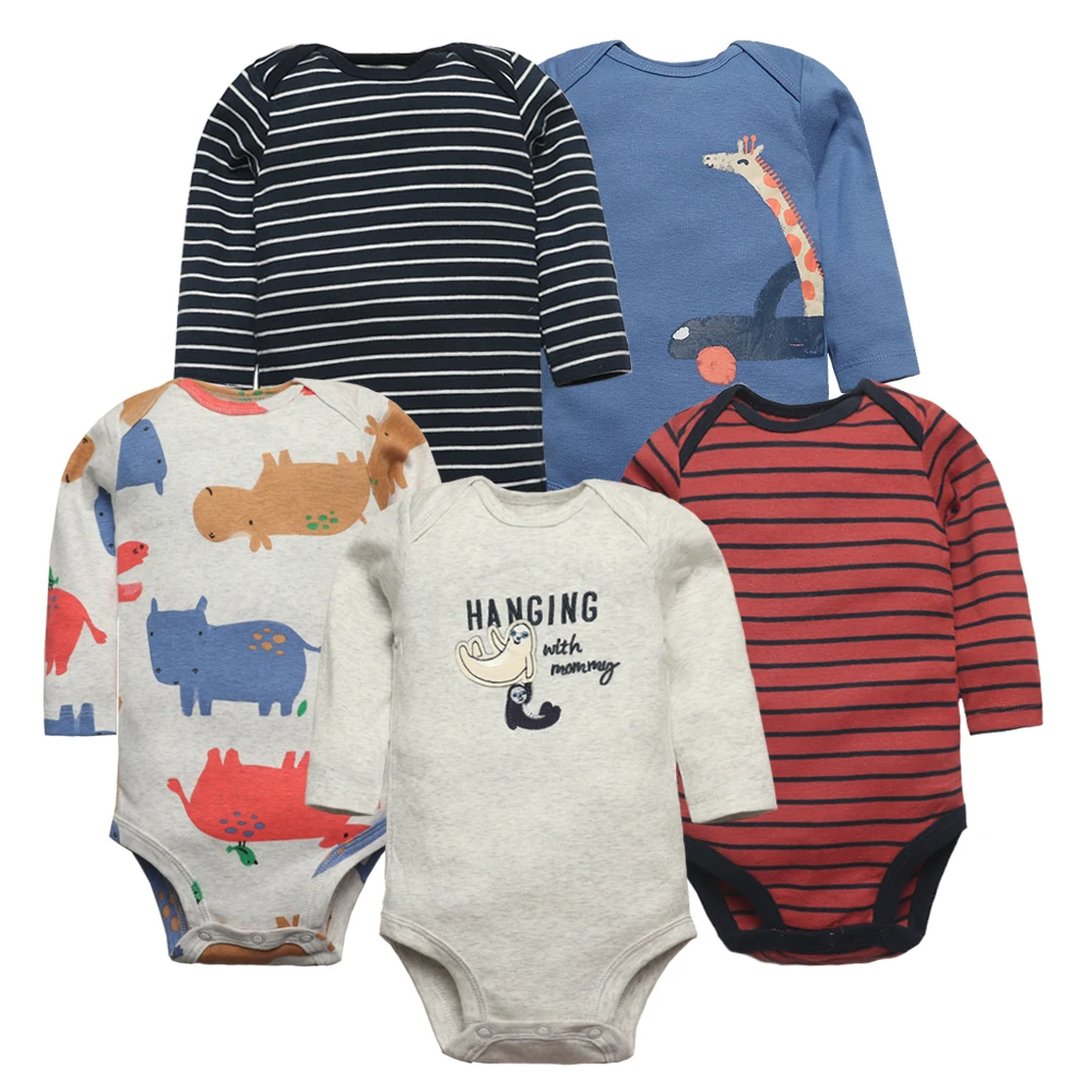 Newborn Baby Girl Clothes Long Sleeve 100% Cotton 5 PCS Baby Bodysuits Cartoon Underwear Infant Bebe Clothing 3-24M Jumpsuit