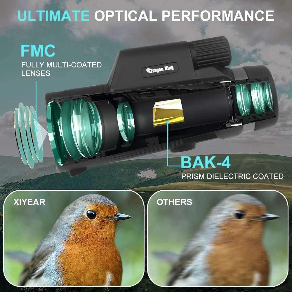 10X 42MM HD Monocular Telescope Mini Portable Mobile Phone Telescope Outdoor Camping Hunting Birdwatching Telescopes