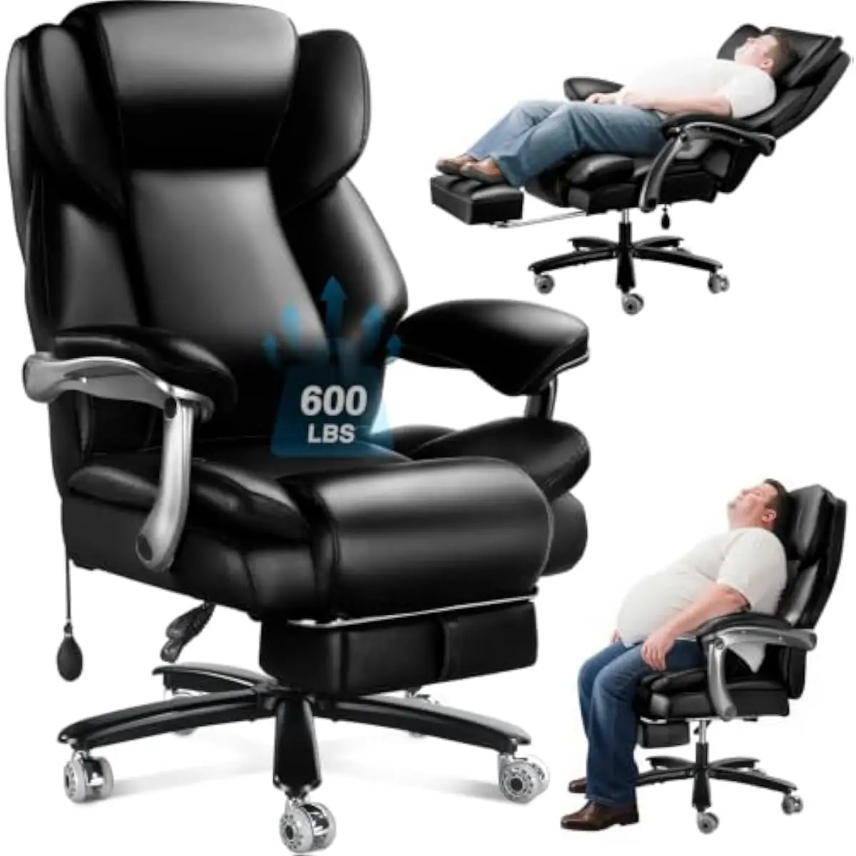 Heavy-duty executive office chair for big and tall users • 400 lb capacity • reinforced steel frame • extra-wide seat and backre