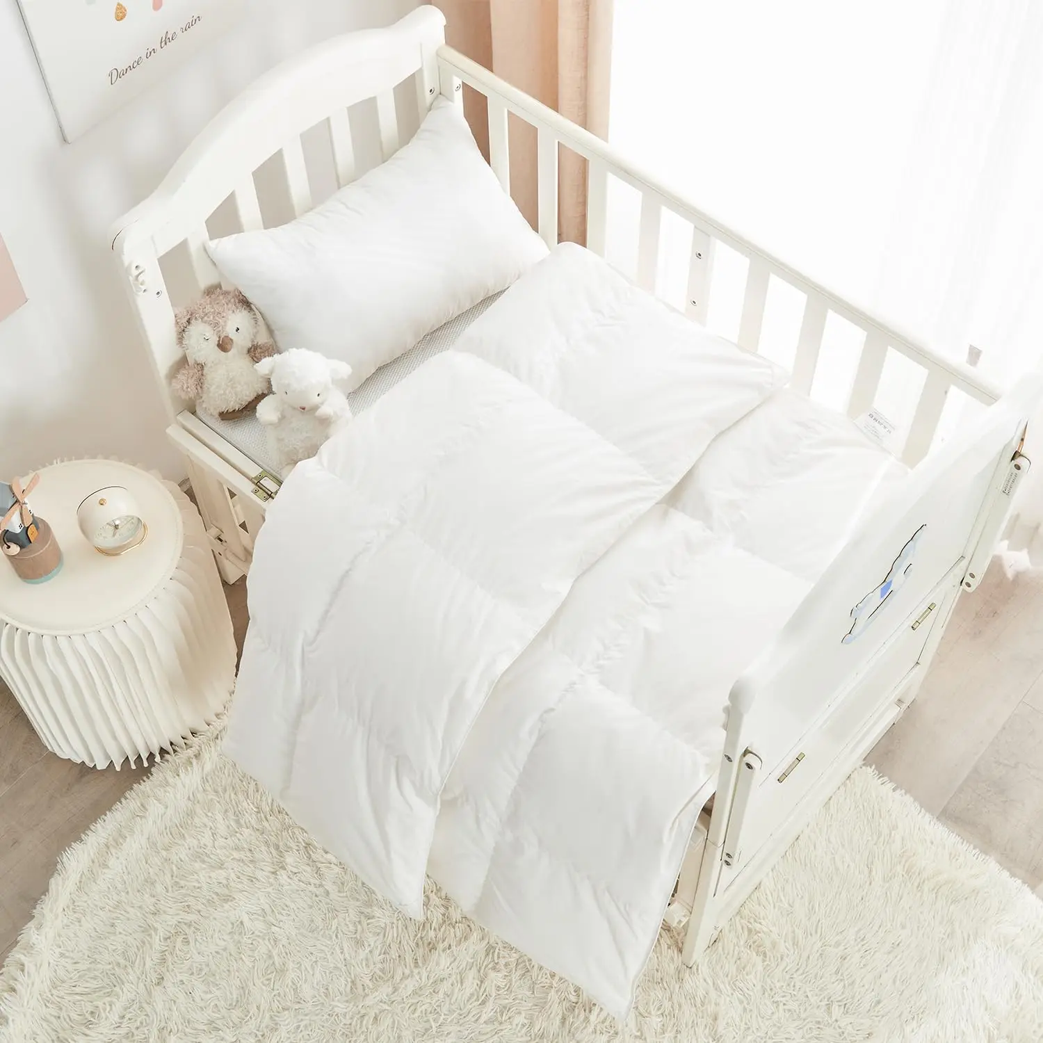 

Goose Down Comforter for Crib Travel Toddler, 33x43, White, Hypoallergenic Organic Cotton