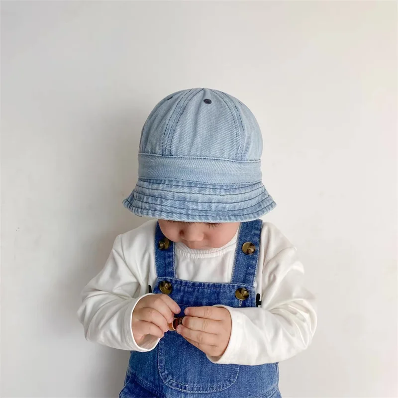 Korean Cowboy Baby Bucket Hat Soft Summer Baby Boys Girls Sun Hat Kids Panama Beach Cap Children Fisherman Caps Gorras 모자