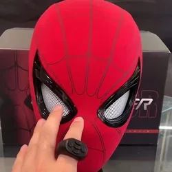 Spider-Man hood mask eyes movable spooky cos electric light mask Halloween play head Sets of toys