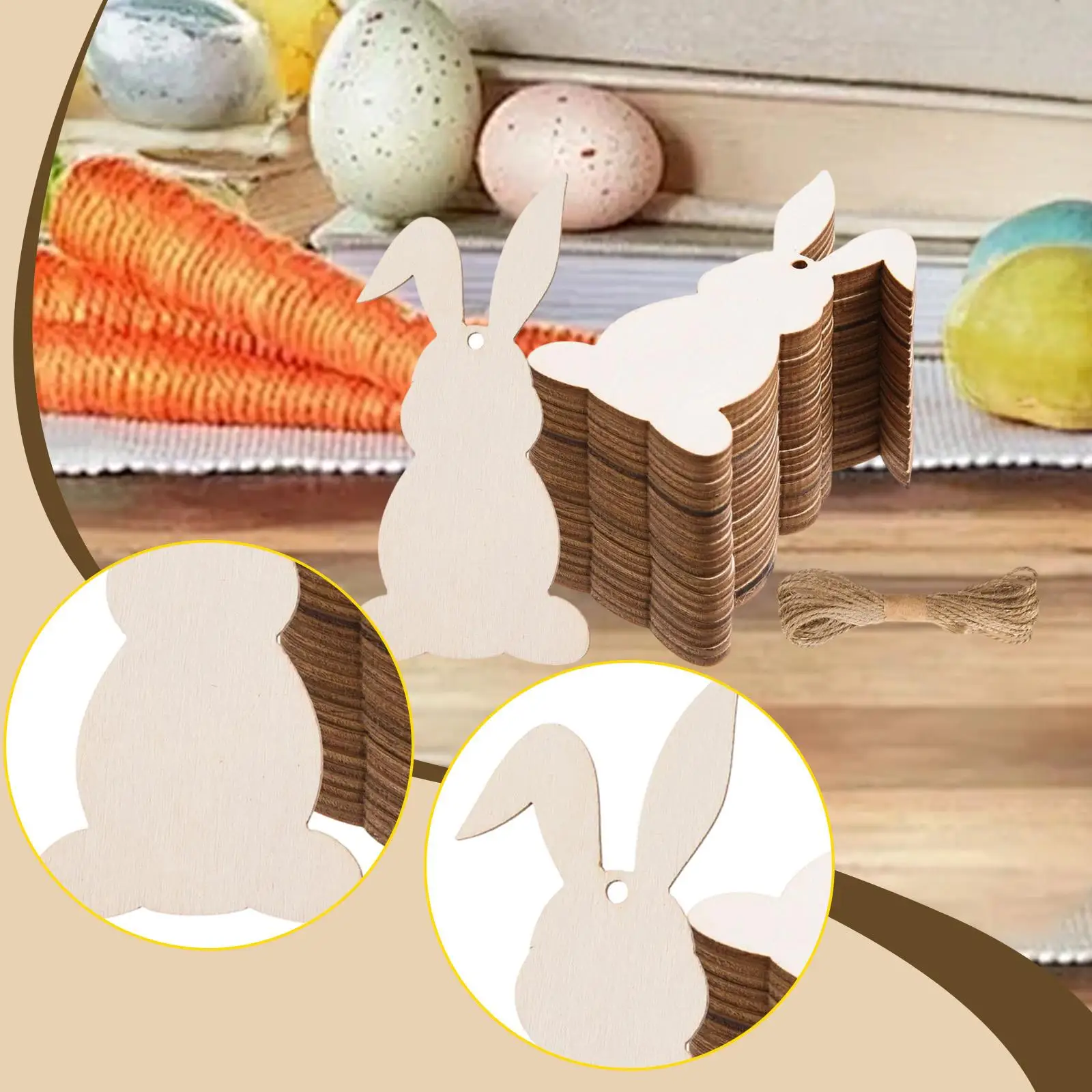 30x قواطع أرنب عيد الفصح الخشبية، قطع خشبية، قواطع أرنب خشبية لزينة عيد الفصح، ديكور المنزل #1