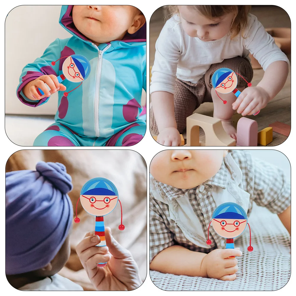 2 Stuks Cartoon Houten Rammelaars Baby Handheld Muzikale Rammelaars Zintuiglijke Training Hand Oog Coördinatie Ontwikkeling