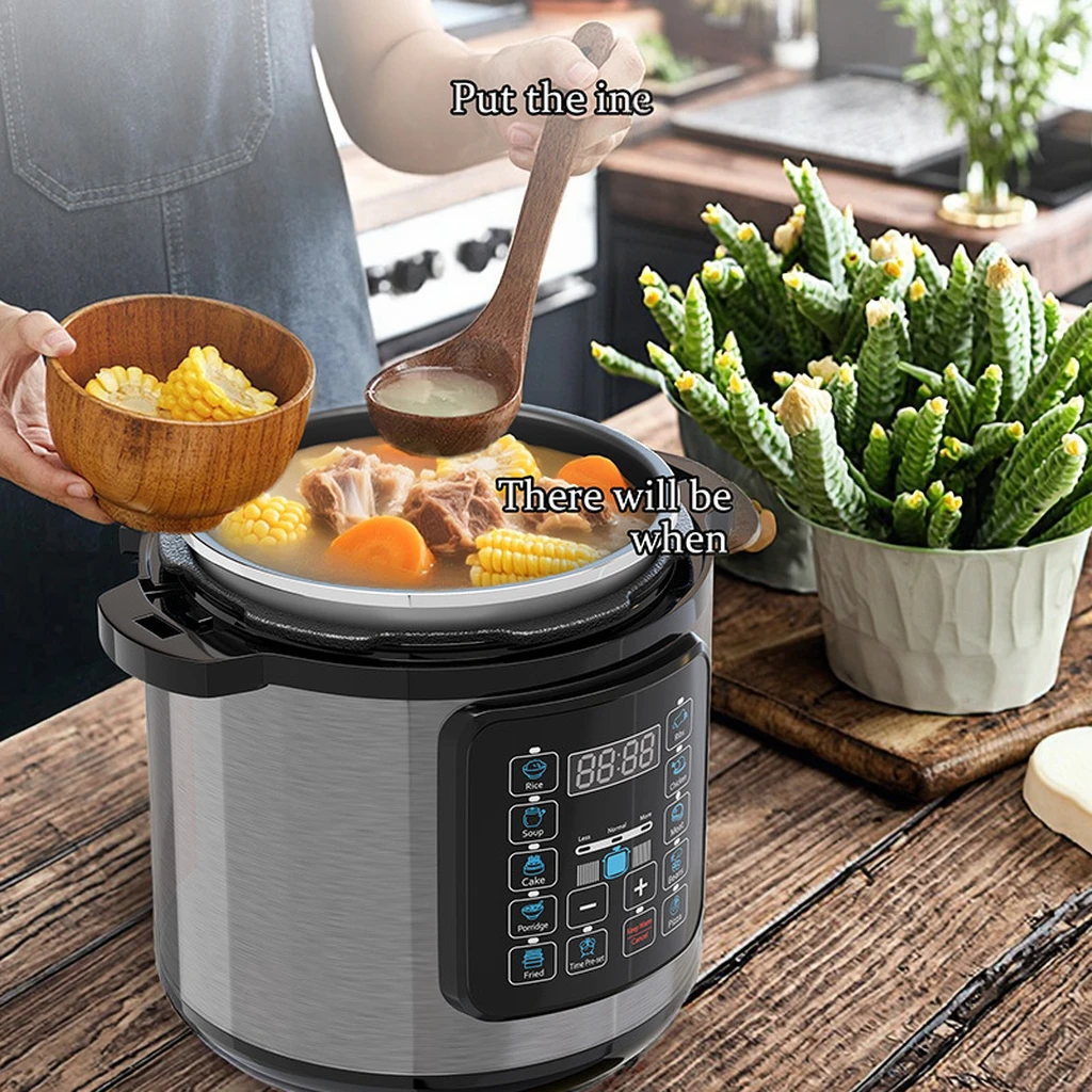 

Electric Pressure Cooker With a Aluminium Inner Pot 6L New Electric Pressure Cooker Color Stainless Steel Shell